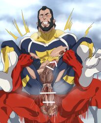 anal anal_sex balls bara beard big_balls big_penis blush boner costume erection facial_hair gay invincible male male_only muscles muscular nolan_grayson omni-man one_eye_closed penis ripped_clothing sex spread_legs superhero_costume t2wk the_immortal yaoi