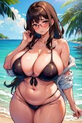 1girls ai_generated alternate_breast_size beach big_breasts bikini blush breasts brown_eyes brown_hair cleavage curvaceous curvaceous_figure curvy female female_focus glasses hourglass_figure huge_breasts jacket long_hair looking_at_viewer nai_diffusion original outside pale-skinned_female partially_clothed slim_waist stable_diffusion thick thick_thighs voluptuous voluptuous_female wide_hips yo_dayo_(ai)