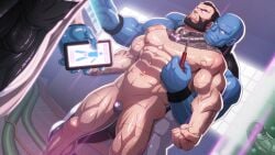 balls bara beard blue_body blue_skin boner bulge erection facial_hair gay invincible male male_only mauler_twins muscles muscular nude penis the_immortal zelo-lee