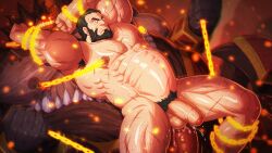 anal anal_sex balls bara beard big_penis boner chained chains demon erection facial_hair invincible male male_only muscles muscular nude penis penis_size_difference scars sex size_difference spread_legs stomach_bulge sweaty the_immortal zelo-lee