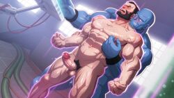 anal anal_sex balls bara beard blue_body blue_skin boner erection facial_hair gay invincible male male_only mauler_twins muscles muscular muscular_male nude penis sex the_immortal zelo-lee