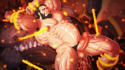 anal anal_sex balls bara beard big_penis boner chained chains demon erection facial_hair invincible male male_only muscles muscular nude penis penis_size_difference scars sex size_difference spread_legs stomach_bulge sweaty the_immortal zelo-lee