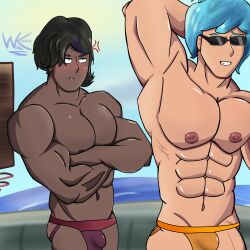 bara jockstrap muscular_male oc seaside wichi-kz yaoi