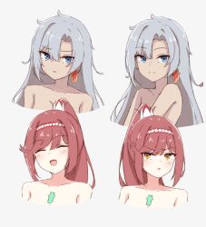 1girls a_(xenoblade) bare_shoulders chiru cleavage core_crystal female glimmer_(xenoblade) gray_hair implied_nudity long_hair nintendo ponytail red_hair shoulders tagme xenoblade_(series) xenoblade_chronicles_3 xenoblade_chronicles_3:_future_redeemed