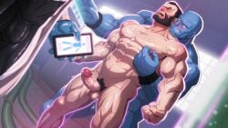 anal anal_sex balls bara beard blue_body blue_skin boner bulge erection facial_hair gay invincible male male_only mauler_twins muscles muscular nude penis sex the_immortal zelo-lee