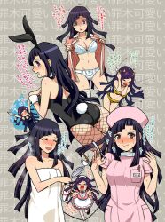 ass bra breasts bunnysuit cosplay cute danganronpa danganronpa_2:_goodbye_despair dosugon large_breasts lum_(cosplay) maid_uniform nurse_uniform open_clothes panties straight_hair super_danganronpa_2 swimsuit towel towel_only tsumiki_mikan wholesome