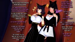 2girls black_hair blake_belladonna blush breasts cat_ears character_request english_text female female_only incest kali_belladonna mother_and_daughter multiple_girls rwby sun_wukong_(rwby) tagme v-kris yuri