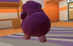 3d 3d_(artwork) ass ass_focus big_ass big_butt bucket bucket_hat dorm_room forbidden_one_(recroom) purple_anus purple_body recroom recroom-nsfw rentherennn scary_face squatting the_forbidden_one_(rec_room) theforbiddenone thigh_highs thighhighs vr