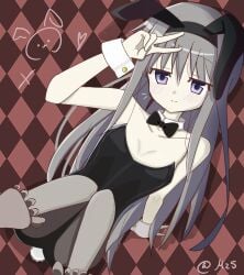 1girls akemi_homura bunny_ears bunny_girl bunnysuit mahou_shoujo_madoka_magica solo_female