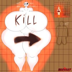 1boy 1girls background big_ass big_breasts giantess hyper_ass hyper_breasts light-skinned_female light_skin meccha_chameleon rosyart thick_thighs