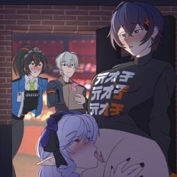 artist_request belle_(zenless_zone_zero) caught_in_the_act cunnilingus small_breasts tagme vivian_banshee wise_(zenless_zone_zero) zenless_zone_zero zhu_yuan