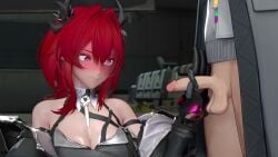 3d 3dessjit arknights:_endfield cum cum_on_breasts embarrassed endministrator_(arknights:_endfield) handjob horns laevatain_(arknights:_endfield) longer_than_30_seconds no_sound penis red_hair shy tagme video