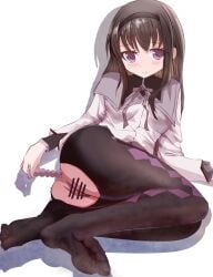 1girl akemi_homura anal_insertion exposed_pussy mahou_shoujo_madoka_magica solo_female