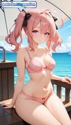 1girls 2026 ai_assisted ai_generated anime azur_lane beach boat boobs bow breasts bust hi_res high_quality high_resolution highres navel patreon patreon_username pier pool purple_eyes saratoga_(azur_lane) skypassion smile soaking_feet solo stable_diffusion tits water watermark