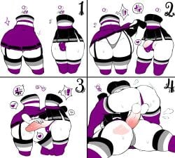 !! 1boy 1girls 4_panel_comic anal anal_insertion anal_penetration anger_vein asexual_pride_colors asexual_with_male bulge dizzyspells edit erection femboy femboy_on_female femboydom heart_symbol hearts instant_loss_4koma orientation_play orientation_play_(explicit) recolor redraw ship_dynamics tagme thigh_highs third-party_edit