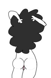 1female 1girl 1girls ass ass_focus bemon big_ass big_thighs black_hair naked naked_female thighs white_background white_skin
