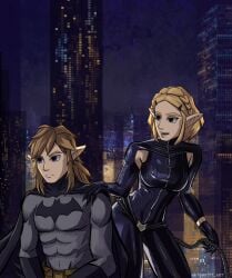 2d 2d_(artwork) artist_name artist_request artist_signature batman batman_(cosplay) batman_(series) blonde_hair bodysuit catsuit catwoman catwoman_(cosplay) cosplay dc dc_comics latex latex_clothing leather leather_clothing nintendo nonsexual not_porn princess_zelda sfw short_hair skin_tight the_legend_of_zelda the_legend_of_zelda:_breath_of_the_wild the_legend_of_zelda:_tears_of_the_kingdom whip zelda_(breath_of_the_wild) zelda_(tears_of_the_kingdom)