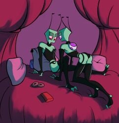 2020 2_toes 2boys 3_fingers alien alien_humanoid almighty_tallest_purple almighty_tallest_red antennae_(anatomy) arched_back armwear ass bed bedroom_eyes bent_over black_clothing butt claws clothed clothing collar corset crossdressing digital_drawing_(artwork) digital_media_(artwork) duo elbow_gloves feet femboy feminine_male fingerless_gloves fingers footwear full-length_portrait furniture garter_belt garter_straps gay girly gloves green_body green_skin handwear hi_res humanoid invader_zim irken latex latex_armwear latex_clothing latex_gloves latex_handwear latex_legwear latex_stockings latex_topwear latex_underwear legwear lewdofdoom lidded_eyes lingerie long_arms long_legs looking_at_viewer looking_back lying lying_on_back lying_on_bed male male/male male_only narrowed_eyes nickelodeon on_bed pak panties portrait pose purple_background purple_eyes red_background red_eyes revealing_clothes seductive seductive_eyes seductive_look seductive_pose simple_background skimpy slim slim_male small_waist stockings the_almighty_tallest thigh_highs toeless_legwear toes topwear underwear