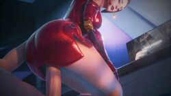 cybergirl3d demi_(fortnite) dress office office_lady red_dress riding tagme video