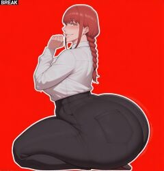 1girls ai_generated ass big_ass bottom_heavy breasts bubble_ass bubble_butt chainsaw_man clothing fat_ass female female_only freckles hands_in_pockets huge_ass large_ass looking_at_viewer makima_(chainsaw_man) massive_ass niduscharger pants red_hair shirt side_view thick_ass thick_thighs thunder_thighs wide_hips yellow_eyes