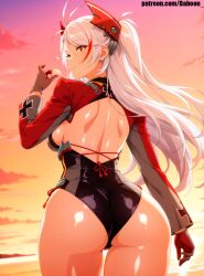 1girls ai_generated ass ass_focus azur_lane female female_only looking_at_viewer prinz_eugen_(azur_lane) self_upload standing