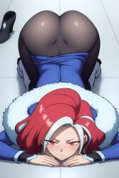 1girls ass ass_focus big_ass big_boobs big_breasts big_butt blush blushed blushed_face blushing butt butt_focus curvaceous curvy curvy_body curvy_female curvy_figure fat_ass fat_butt female female_focus female_only manjusaka_(scissor_seven) red_eyes red_hair scissor_seven sexy sexy_body sexy_female sexy_pose thick thick_ass thick_legs thick_thighs