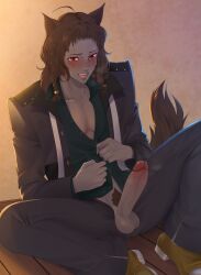 animal_humanoid balls ballsack basilio_(metaphor:_refantazio) basilio_lupus_magnus big_penis blush blushing blushing_profusely braid braided_hair brown_hair canine_humanoid chest clothed clothing dark_skin ears erection fangs flustered frustrated glans grey_skin hairy horny horny_male legs_spread maeganthepagan male male_only metaphor:_refantazio mouth_open panting pants pants_open pecs penis pubes pubic_hair reclining red_eyes scar scar_across_eye sharp_teeth shirt shoes sitting skinny skinny_male slit_pupils solo solo_male suit sweat sweatdrop sweating tail undressing veiny_penis video_game_character video_games
