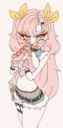 1girl animated animated_gif hotdog long_hair nicole_demara nonsexual sexually_suggestive zenless_zone_zero
