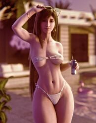 1girls 3d art_trend athletic athletic_female beach beach_background biceps big_breasts bikini bikini_bottom bikini_top black_hair bracelet bracelets camel_toe cameltoe detailed_background ear_piercing earrings female female_only final_fantasy final_fantasy_vii final_fantasy_vii_remake grand_theft_auto_vi gta_vi_cover_girl holding_drink jewelry light-skinned_female light_skin long_hair micro_bikini_top nipple_bulge nipples_visible_through_clothing pinup pool poolside pussy_visible_through_clothes red_eyes redbull small_waist solo solo_female sunglasses sunglasses_on_head thick_thighs tifa_lockhart toned_arms toned_stomach trend velvyx wide_hips