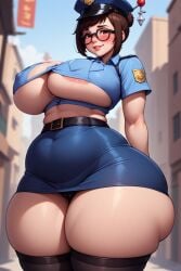 1girls ai_generated blizzard_entertainment chinese_female female female_focus female_only mei_(overwatch) overwatch police police_hat police_officer police_uniform policewoman self_upload solo solo_female solo_focus