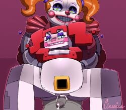 after_sex circus_baby_(fnaf) circus_baby_(minecraft) classica_p cum cum_inflated_belly cum_inflation huge_breasts pussy