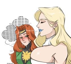 big_breasts biting_lip biting_own_lip blonde_female blonde_hair blue_lipstick blush blushing blushing_female breasts emma_frost emma_frost_(marvel_rivals) flustered flustered_female getting_horny ginger ginger_female ginger_hair girl_staring_at_guy's_chest green_eyes horny horny_female huge_breasts i_wanna_fuck_her_so_bad jean_grey large_breasts lesbian lesbian_couple lesbians light_skin light_skinned_female looking_at_breasts looking_at_partner marvel marvel_rivals mutant_(marvel) omg phoenix_(marvel_rivals) phoenix_(x-men) red_hair redhead redhead_female redheaded_female sapphic spicycheese staring staring_at_breasts turned_on twitter_link x-men yearning yuri