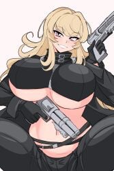 2025 alternate_version_available bare_midriff beelstarmon big_breasts digimon guns huge_breasts looking_at_viewer navel no_mask solo solo_female tagme two_handy underboob