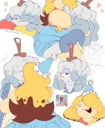 drool drool_string funhouse funhouse_(vibingleaf) funhouse_roblox hat hugging kissing roblox roblox_game text yuri