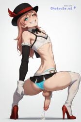 1girl 2_tails ai_assisted ai_generated arched_back aroused_face big_balls blushing bows cheerleader_outfit cock_ring crop_top cumming cute_face deepthroat erect_cock eye_shadow fat_ass femboy flat_chest gay hard_cock heterochromia highres large_cock masturbating masturbation micro_skirt mini_skirt neopolitan_(rwby) orgasm sharp_teeth split_color_hair
