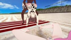 1girls 3d 4k 60fps animated bangs beach beach_towel big_black_cock black_cock blacked brown_hair chastity chastity_cage cuckold dark-skinned_male dark_skin earrings flat_chastity_cage green_eyes koikatsu light-skinned_female micro_penis netorare nipple_piercing pallasmanul queen_of_spades queen_of_spades_tattoo sex small_penis small_penis_humiliation tagme tattoo video white_boy_summer(game)
