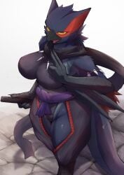 1girls 2026 anthro anthrofied armlet armor asian_clothing beak big_breasts biped black_beak black_clothing black_fundoshi black_scarf black_underwear blue_body blue_fur bone bone_necklace bottomwear breasts capcom clothed clothed_anthro clothed_female clothing concrete digital_drawing_(artwork) digital_media_(artwork) east_asian_clothing eyelashes female female_anthro female_only fingernails flying_wyvern fundoshi fur hi_res high-angle_view holding_object japanese_clothing jewelry kunoichi looking_at_viewer membrane_(anatomy) membranous_wings monster_hunter multicolored_body nails nargacuga nargacuga_armor necklace ninja non-mammal_breasts open_beak open_mouth plache6 portrait pose pupils purple_sash red_body red_eyes red_inner_ear sash scarf scuted_arms scutes shaded sharp_fingernails sharp_nails sharp_teeth slit_pupils solo standing tail teeth thick_thighs three-quarter_portrait three-quarter_view unconvincing_armor underwear warrior winged_arms wings yellow_sclera