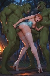 ai_generated anna_(frozen) bent_over big_penis disney disney_princess frozen_(film) frozen_2 huge_cock orc orc_male orc_on_human screaming screaming_in_pleasure vaginal_penetration vaginal_sex white_stockings