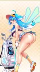 big_ass big_breasts blue_eyes blue_hair golf_club joyce_(project_qt) nutaku project_qt thick_thighs