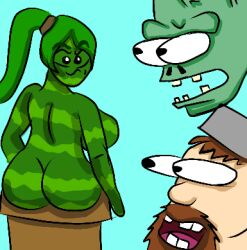 big_ass big_breasts crazy_dave_(pvz) dr_zomboss green_hair melon_pult meme plantie plants_vs_zombies zombie