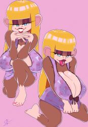 anthro anthro_only big_breasts donkey_kong_(series) lingerie starfinga tiny_kong