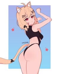 blonde_hair cat_ears catgirl face_markings female_only red_eyes squchan_(vtuber) virtual_youtuber vyugen xajumi