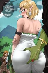 1girls 2boys absurdres arm_tattoo ass ass_grab ass_in_dress big_ass big_butt bimbo blonde_hair blush butt_grab corruption crown_braid cuckold domination dress ear_ring echosaber english_text female female_focus femsub ganondorf ganondorf_(tears_of_the_kingdom) green_eyes green_skin groping heart hearts_around_head holding_object holding_sword holding_weapon humanoid hylian in_love jewelry light-skinned_female light_skin link link_(breath_of_the_wild) link_(tears_of_the_kingdom) lips long_dress male maledom master_sword melee_weapon nintendo pale-skinned_female pale_skin pink_nails pointy_ears princess_zelda rear_view red_hair red_lipstick ring short_hair speech_bubble stealth_ass_grab stealth_fingering straight submissive sword tattoo tears_of_the_kingdom text the_legend_of_zelda thick_thighs weapon white_clothing willing_sub zelda_(tears_of_the_kingdom) zonai_outfit