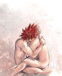 2boys affection darkline embrace fondling male_only my_hero_academia naked red_hair straddling tagme