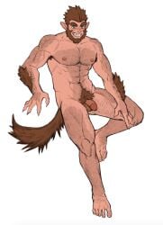 1boy abs animal_ears arm_hair balls ballsack bara beard blue_eyes body_fur body_hair brown_hair completely_nude facial_hair fingernails flaccid flaccid_penis fluffy_tail foreskin foreskin_folds full_body gh_himainu grin hairy hairy_balls hairy_male highres huge_eyebrows humanoid humanoid_penis intact large_pectorals leg_hair looking_at_viewer male male_nipples male_only male_pubic_hair monster_prom muscles muscular_male navel navel_hair nude nude_male pecs pectorals penis pointy_ears retracted_foreskin scott_howl scrotum sharp_fingernails short_hair smile smooth_penis solo stomach tail testicles thick_eyebrows thighs toony uncut veiny_muscles white_background wolf_boy wolf_ears wolf_tail