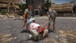 3d animated argonian beheaded blood corpse death decapitation execution executioner female_death guro heart_pasties khajiit nord skyrim sound tagme the_elder_scrolls video white_hair