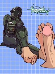 armor barefoot clothed_female feet feet_fetish foot_fetish foot_focus footjob halo_(game) halo_(series) halo_infinite helmet sigrid_eklund soles spartan_(halo) spartan_iv_(halo) syamiartist toes