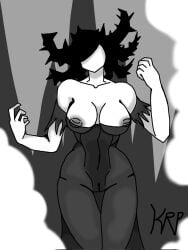 anafabula big_breasts black_hair exposed_breasts scp-2747 scp_foundation solo tight_clothing white-skinned_female white_skinned_female