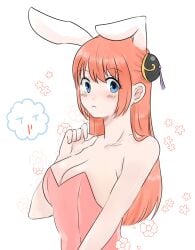 1girls :< aged_up blue_eyes blush bun_cover bunny_ears bunny_girl bunnysuit cleavage female female_only gintama gintoki_sakata ginyuu hair_ornament kagura_(gintama) long_hair looking_at_viewer medium_breasts nosebleed offscreen_character offscreen_male orange_hair pink_leotard play playboy_bunny solo upper_body