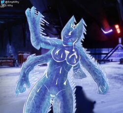 alien alien_girl blush breasts bungie cum_on_body cum_on_face destiny_(game) destiny_2 e-why eliksni eramis female frozen_solid solo solo_female stasis_(destiny) trapped